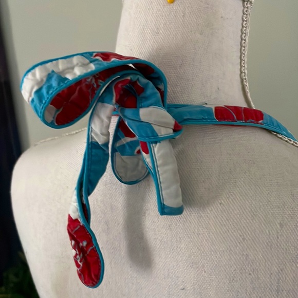 H&M Divided Red White and Blue Tie Halter Dress, Size 12 - Picture 6 of 9